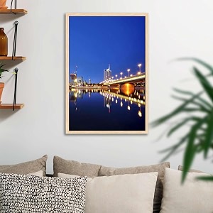 artzfolio vienna amp the danube river  canvas painting for bedroom amp living room  natural brown frame  12 x 18 inch 30 x 46 cms