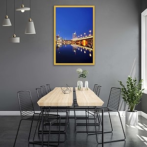 artzfolio vienna amp the danube river  canvas painting for bedroom amp living room  golden frame  16 x 24 inch 41 x 61 cms