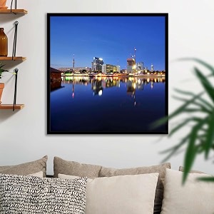 artzfolio vienna amp the danube river  canvas painting for bedroom amp living room  black frame  28 x 28 inch 71 x 71 cms