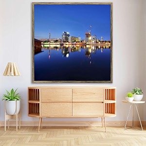artzfolio vienna amp the danube river  canvas painting for bedroom amp living room  antique golden frame  20 x 20 inch 51 x 51 cms