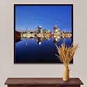 ArtzFolio Vienna &amp; The Danube River | Canvas Painting for Bedroom &amp; Living Room | Dark Brown Frame | 20 x 20 inch (51 x 51 cms)