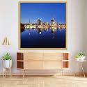 ArtzFolio Vienna &amp; The Danube River | Canvas Painting for Bedroom &amp; Living Room | Golden Frame | 20 x 20 inch (51 x 51 cms)