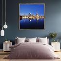 ArtzFolio Vienna &amp; The Danube River | Canvas Painting for Bedroom &amp; Living Room | Antique Golden Frame | 16 x 16 inch (41 x 41 cms)
