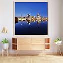 ArtzFolio Vienna &amp; The Danube River | Canvas Painting for Bedroom &amp; Living Room | Natural Brown Frame | 24 x 24 inch (61 x 61 cms)