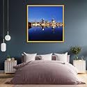 ArtzFolio Vienna &amp; The Danube River | Canvas Painting for Bedroom &amp; Living Room | Golden Frame | 28 x 28 inch (71 x 71 cms)