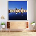 ArtzFolio Vienna &amp; The Danube River | Canvas Painting for Bedroom &amp; Living Room | White Frame | 20 x 20 inch (51 x 51 cms)