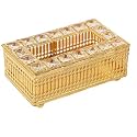 Metallic Crystal Rectangular Shape Facial Tissue Box, Paper and Napkin Holder Box Ideal for Home and Office use (Golden)
