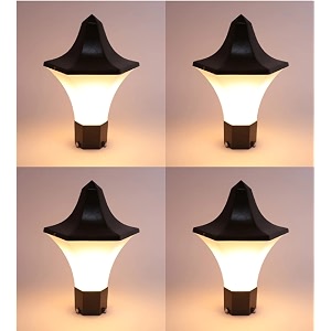 arus antique design waterproof cone shaped black outdoor gate lamp for home black-white pack of 4 lamp