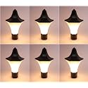 Arus Antique Design Waterproof Cone Shaped Black Outdoor Gate Lamp for Home (Black-White, Pack of 6 Lamp)