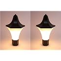 Arus Antique Design Waterproof Cone Shaped Black Outdoor Gate Light for Home (Black-White, Pack of 2 Light)