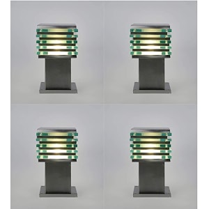 arus antique design waterproof cube shaped outdoor gate lamp for home silver pack of 4 lamp