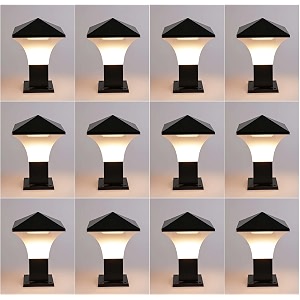 arus antique modern design water proof cone shaped outdoor pillar gate light for home and apartments black-white pack of 12 lamp