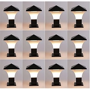 arus antique modern design waterproof cone shaped outdoor pillar gate light for home and apartments black-white pack of 12 lamp