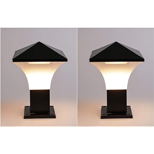 arus antique modern design waterproof cone shaped outdoor pillar gate light for home and apartments black-white pack of 2 lamp
