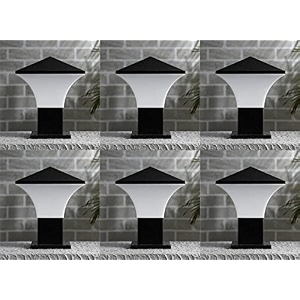 arus antique modern design waterproof cone shaped outdoor pillar gate light for home and apartments black-white pack of 6 light