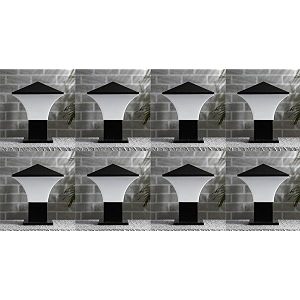 arus antique modern design waterproof cone shaped outdoor pillar gate light for home and apartments black-white pack of 8 light