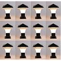 Arus Antique Modern Design Waterproof Cone Shaped Outdoor Pillar Gate Light for Home and Apartments (Black-White, Pack of 12 Lamp)