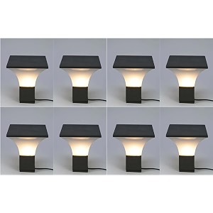 arus exterior design water proof cone shaped outdoor pillar gate light for home and apartments grey-white pack of 8 lamp