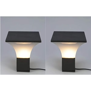 arus exterior design water proof cone shaped outdoor pillar gate light for home and apartments grey-white pack of 2 lamp