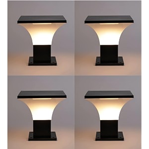 arus exterior design water proof cone shaped outdoor pillar gate light for home and apartments black-white pack of 4 lamp