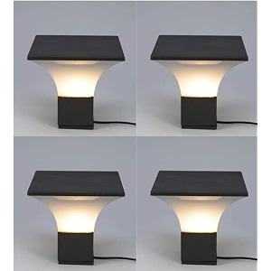 arus exterior design water proof cone shaped outdoor pillar gate light for home and apartments grey-white pack of 4 lamp
