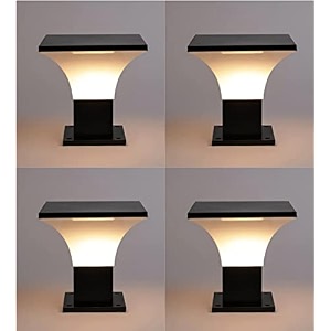 arus exterior design waterproof cone shaped outdoor pillar gate light for home and apartments black-white pack of 4 lamp
