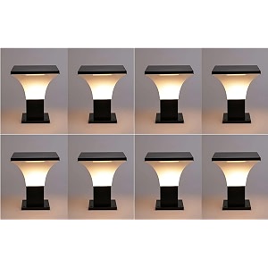 arus exterior design waterproof cone shaped outdoor pillar gate light for home and apartments black-white pack of 8 lamp