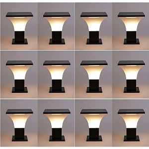arus exterior design waterproof cone shaped outdoor pillar gate light for home and apartments black-white pack of 12 lamp