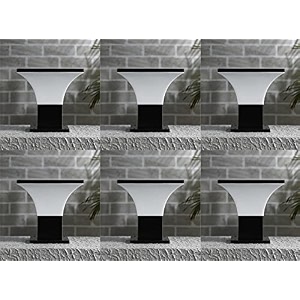 arus exterior design waterproof cone shaped outdoor pillar gate light for home and apartments black-white pack of 6 lamp