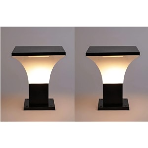 arus exterior design waterproof cone shaped outdoor pillar gate light for home and apartments black-white pack of 2 lamp