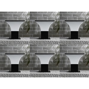arus exterior design waterproof cone shaped outdoor pillar gate light for home and apartments black-white pack of 6 light