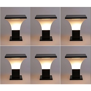 arus exterior design waterproof cone shaped outdoor pillar gate light for home and apartments black-white pack of 6 lamp