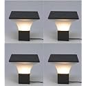Arus Exterior Design Waterproof Cone Shaped Outdoor Pillar Gate Light for Home and Apartments (Grey-White, Pack of 4 Lamp)