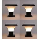 Arus Exterior Design Waterproof Cone Shaped Outdoor Pillar Gate Light for Home and Apartments (Black-White, Pack of 4 Light)