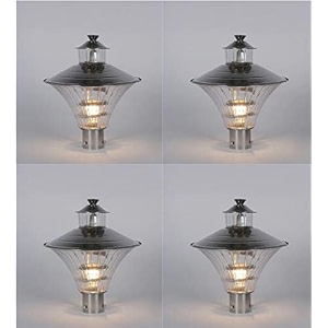 arus metal antique design water proof cone shaped silver outdoor gate light for home silver-transparent pack of 4 lamp