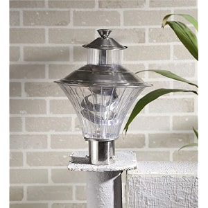 arus metal antique design water proof cone shaped silver outdoor gate light for home silver-transparent pack of 1 lamp