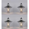 Arus Metal Antique Design Water Proof Cone Shaped Silver Outdoor Gate Light for Home (Silver-Transparent, Pack of 4 Lamp)