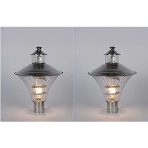 arus metal antique design waterproof cone shaped silver outdoor gate light for home silver-transparent pack of 2 lamp