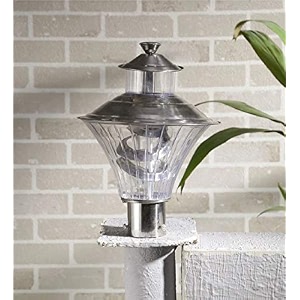 arus metal antique design waterproof cone shaped silver outdoor gate light for home silver-transparent pack of 1 lamp