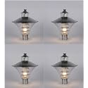 Arus Metal Antique Design Waterproof Cone Shaped Silver Outdoor Gate Light for Home (Silver-Transparent, Pack of 4 Light)
