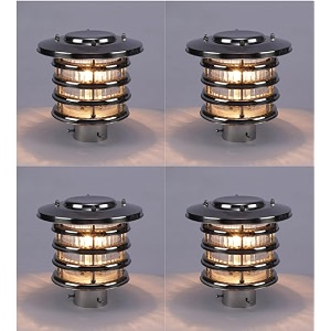 arus metal antique design waterproof ring shaped silver outdoor gate light for home silver-transparent pack of 4 lamp