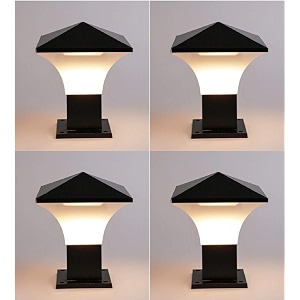 arus metal antique modern design waterproof cone shaped outdoor pillar gate light black-white pack of 4 light