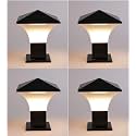 Arus Metal Antique Modern Design Waterproof Cone Shaped Outdoor Pillar Gate Light (Black-White, Pack of 4 Light)