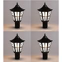 Arus Metal Exterior Antique Design Water Proof Cone Shaped Black Outdoor Gate Lamp for Home (Black, Pack of 4 Lamp)