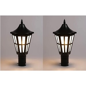 arus metal exterior antique design waterproof cone shaped black outdoor gate lamp for home black pack of 2 lamp