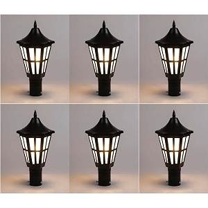 arus metal exterior antique design waterproof cone shaped black outdoor gate lamp for home black pack of 6 lamp