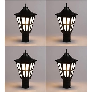 arus metal exterior antique design waterproof cone shaped black outdoor gate light for home black pack of 4 light