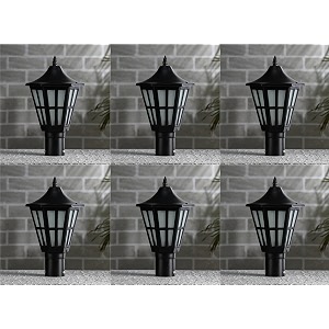 arus metal exterior antique design waterproof cone shaped black outdoor gate lamp for home black pack of 6 lamp