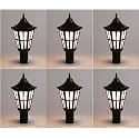 Arus Metal Exterior Antique Design Waterproof Cone Shaped Black Outdoor Gate Lamp for Home (Black, Pack of 6 Lamp)
