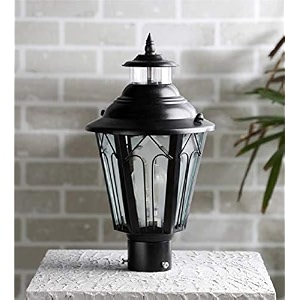 arus metal exterior design water proof cone shaped black gate lamp for home black pack of 1 lamp